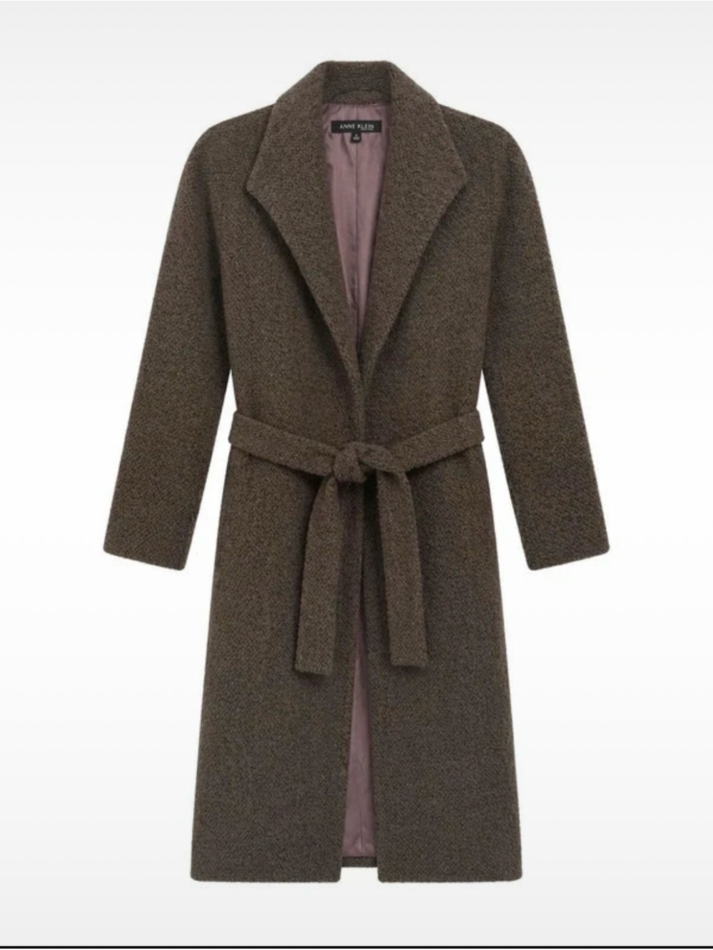 Anne Klein Wool Blend Belted Long Coat Size Small Cashmere Blend